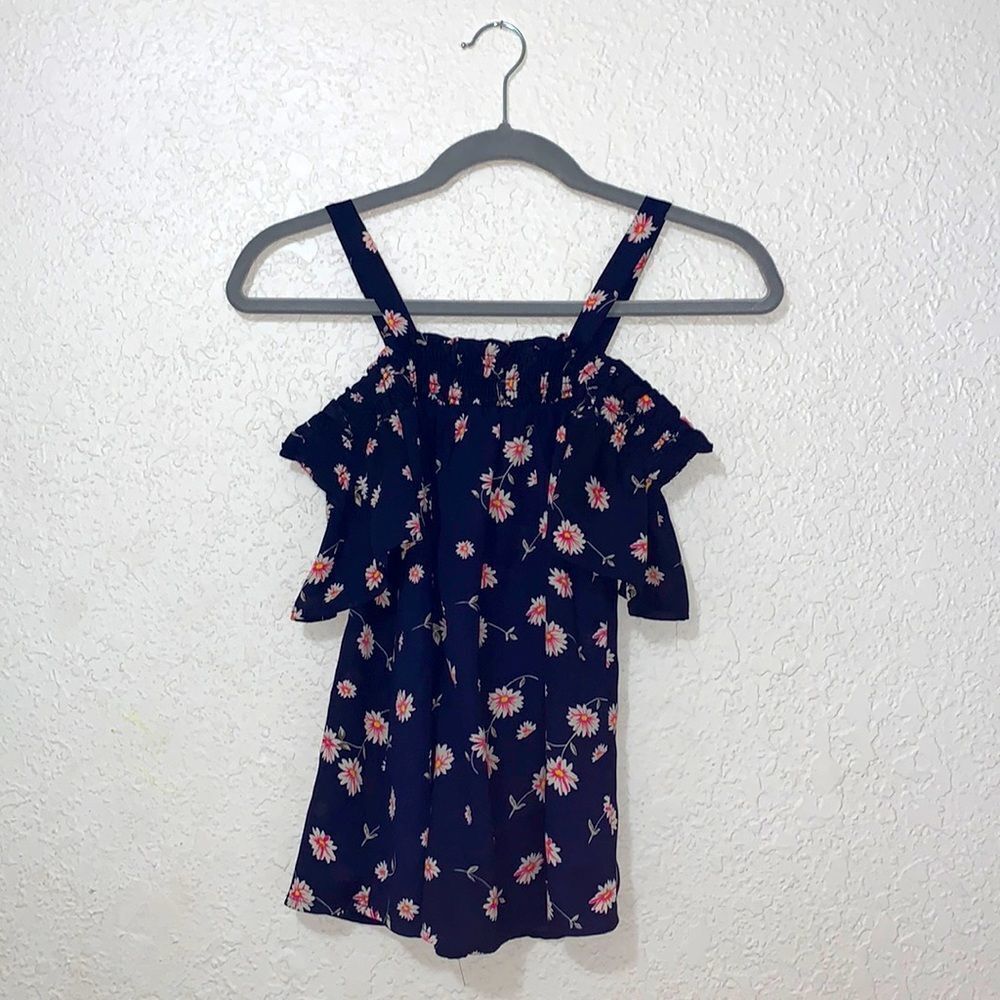 Blue floral off the shoulder top